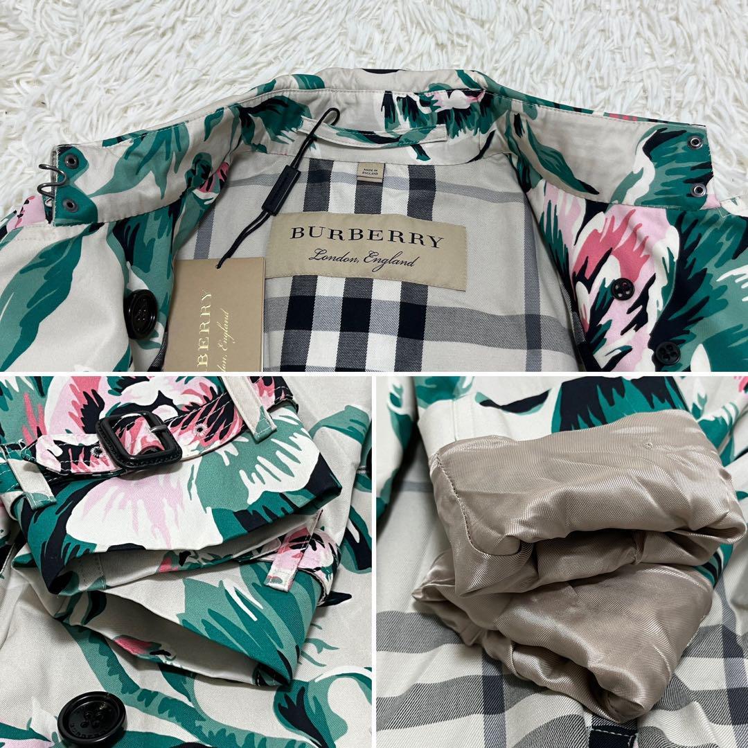 未使用保管品 バーバリー ボタニカル トレンチコート 花柄 ベルト XS