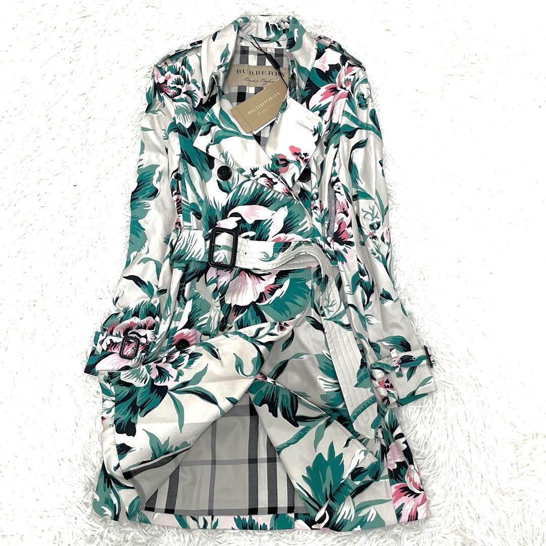 未使用保管品 バーバリー ボタニカル トレンチコート 花柄 ベルト XS