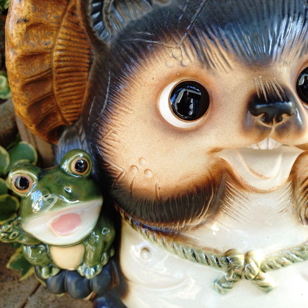 信楽焼　高さ41㌢　13号ふくろう蛙付き狸　狸　タヌキ　たぬき　満願狸