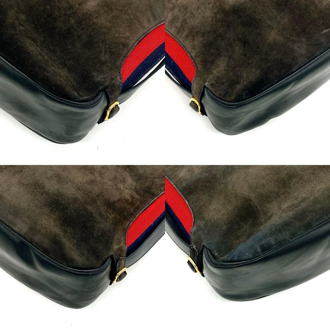 【GUCCI】ショルダーバッグ　シェリーライン　スエード　ブラウン　自立