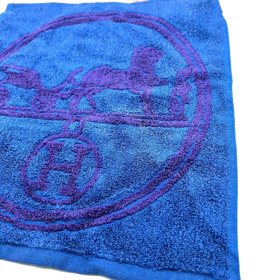 エルメス HERMES ハンカチ ブルー 大判 タグ付き 未使用 箱あり