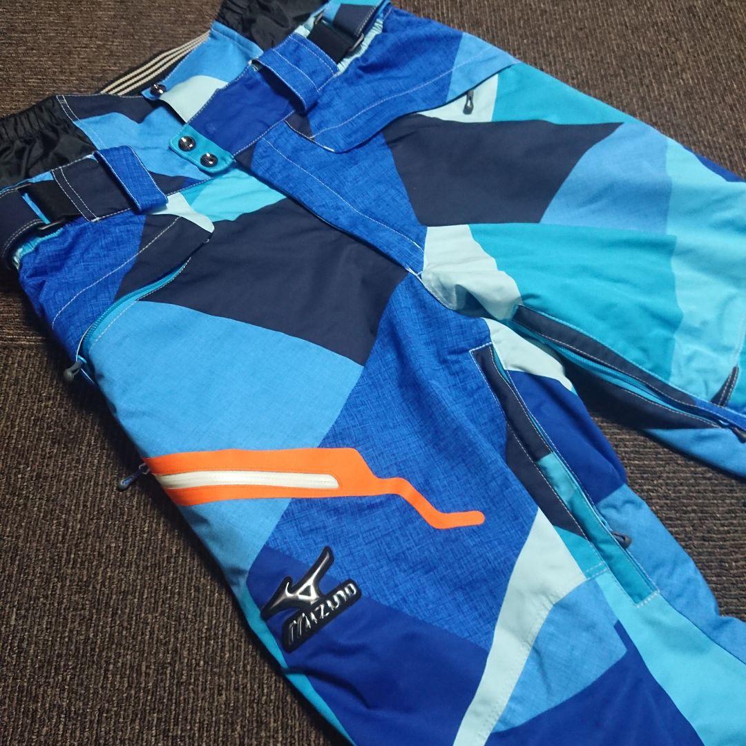 送料無料【MIZUNO】青色総柄スキーパンツ L-72