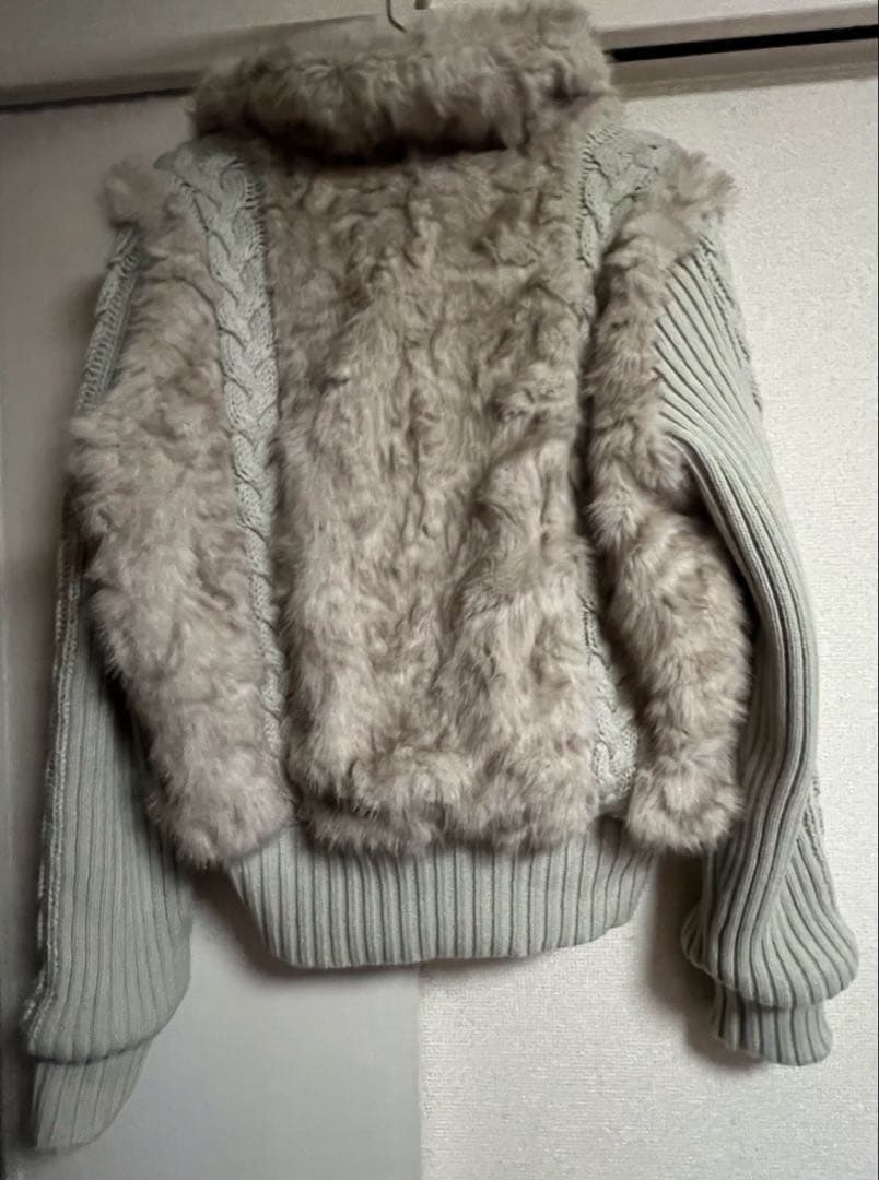 laguagem CABLE KNIT FAUX FUR ブルゾン IVOY