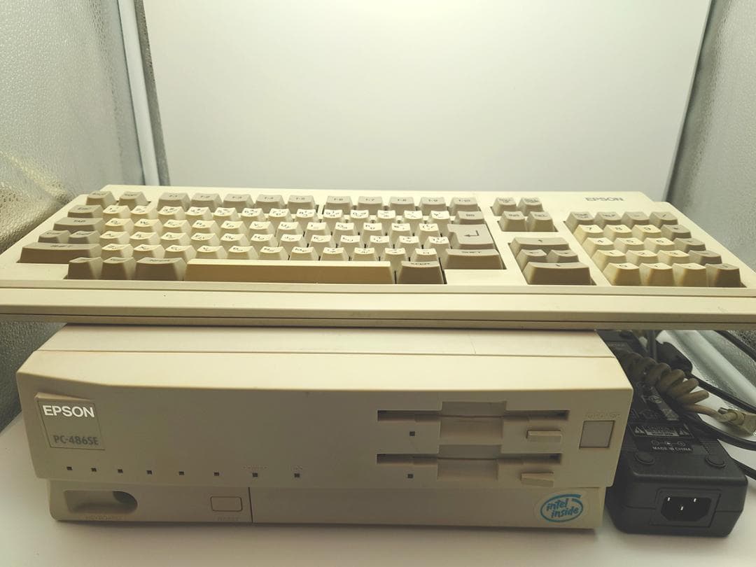 EPSON PC-486SE キーボード バッテリー電池交換 電源ACアダプタ化