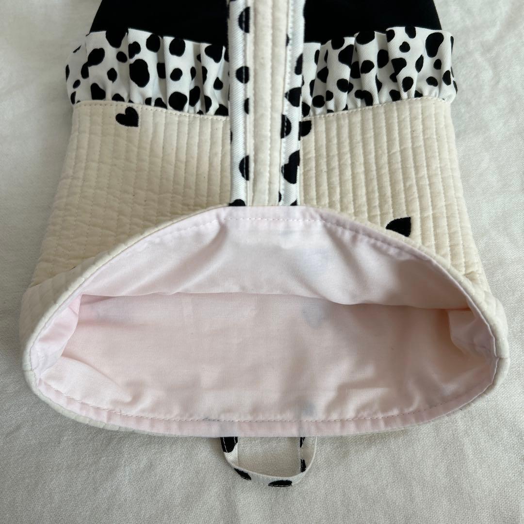 入園入学4点セット　【白地黒ハートヌビ×ダルメシアン】　女の子　ナップサック