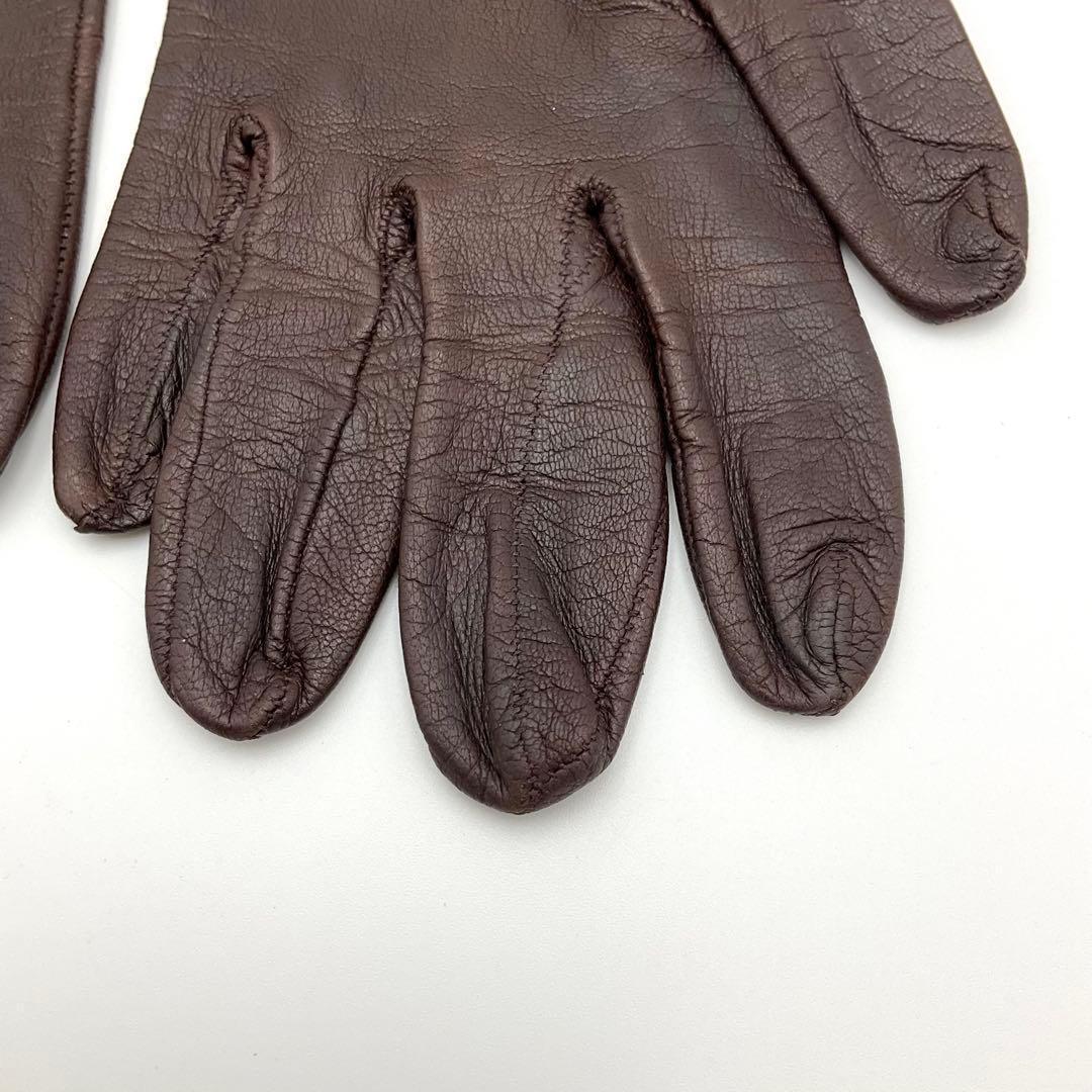 GUCCI グッチ 手袋 グローブ ホースビット レザー ブラウン