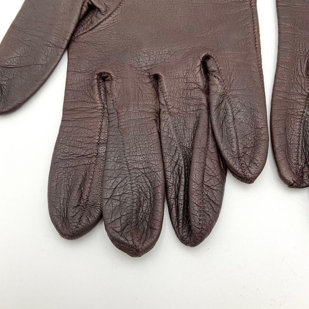 GUCCI グッチ 手袋 グローブ ホースビット レザー ブラウン