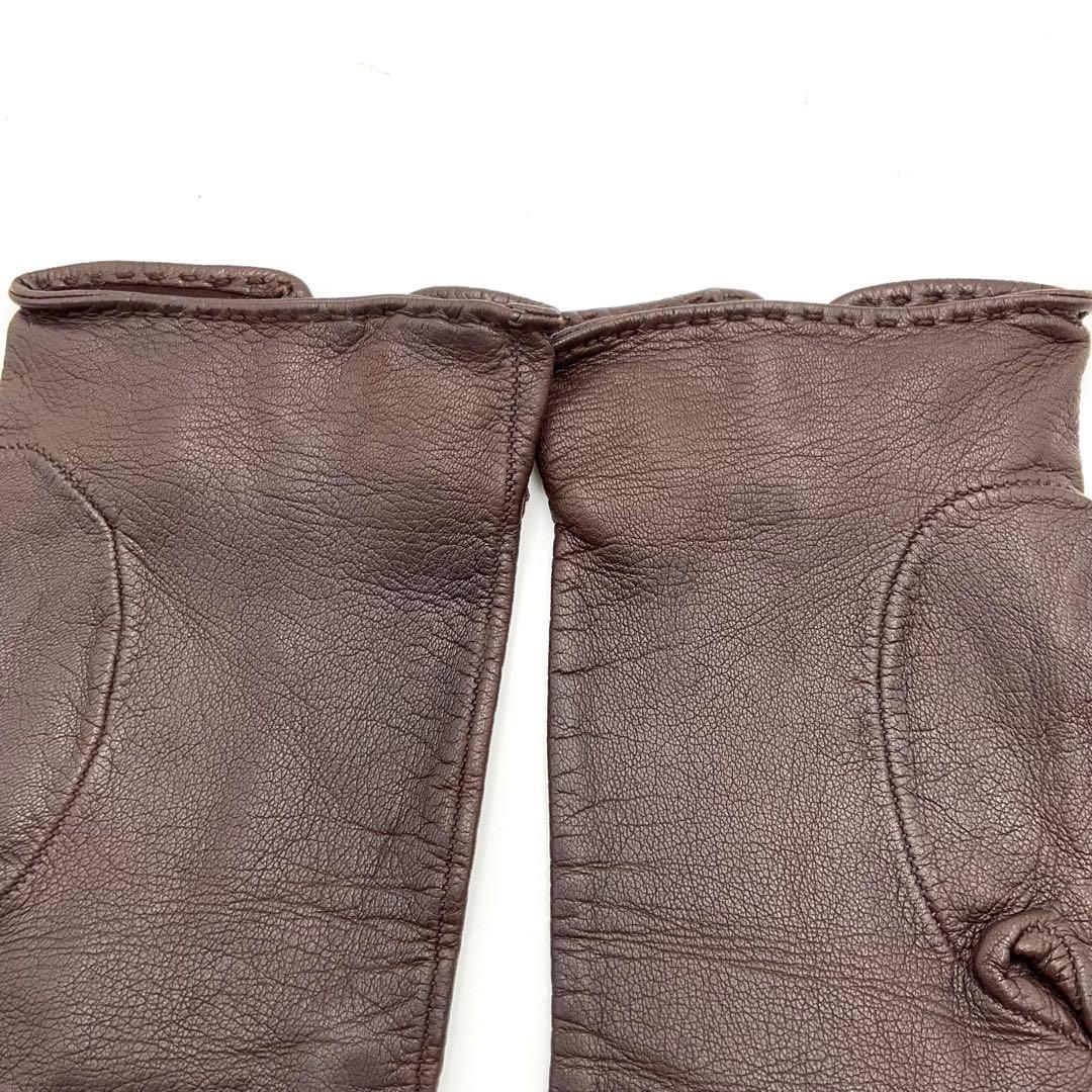 GUCCI グッチ 手袋 グローブ ホースビット レザー ブラウン