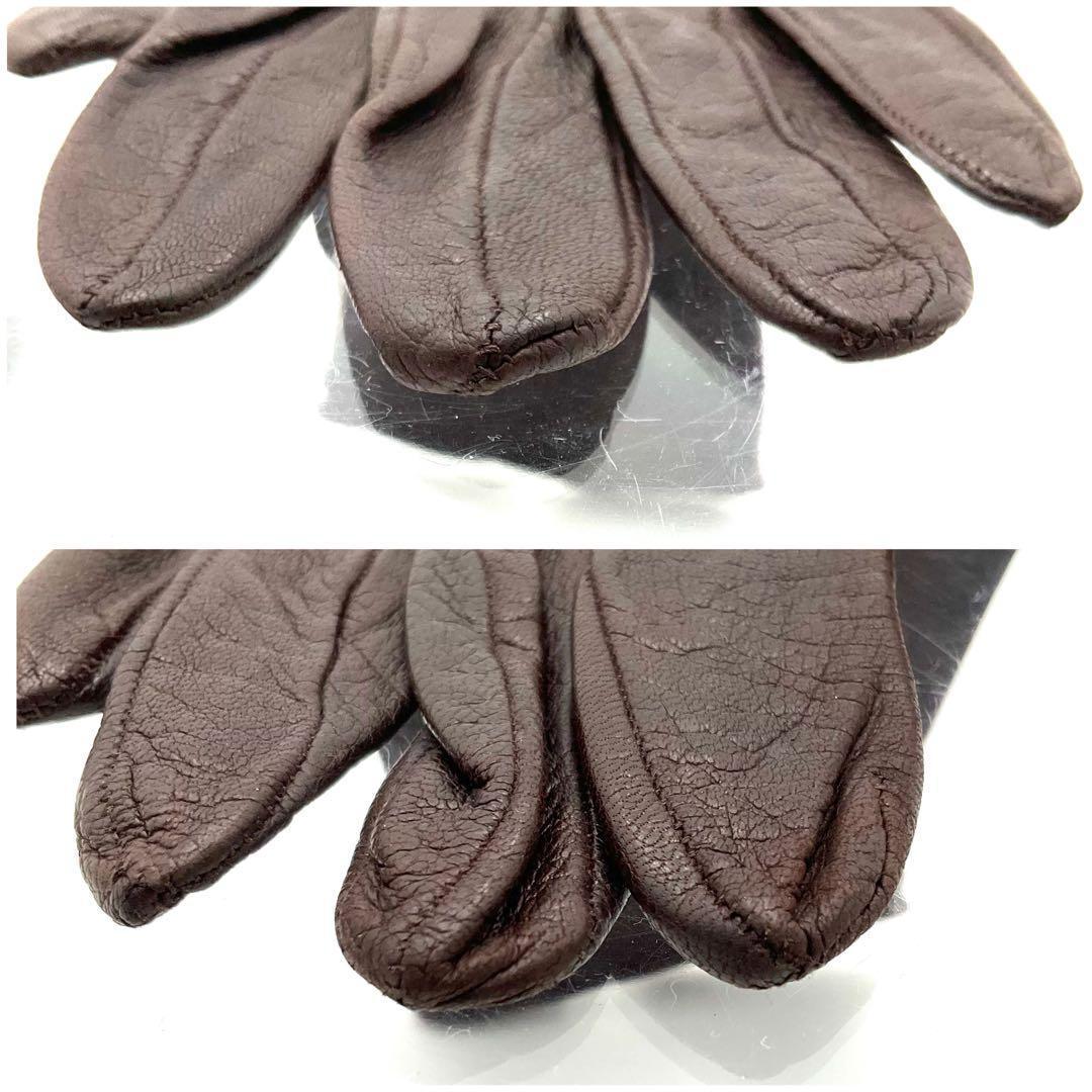 GUCCI グッチ 手袋 グローブ ホースビット レザー ブラウン