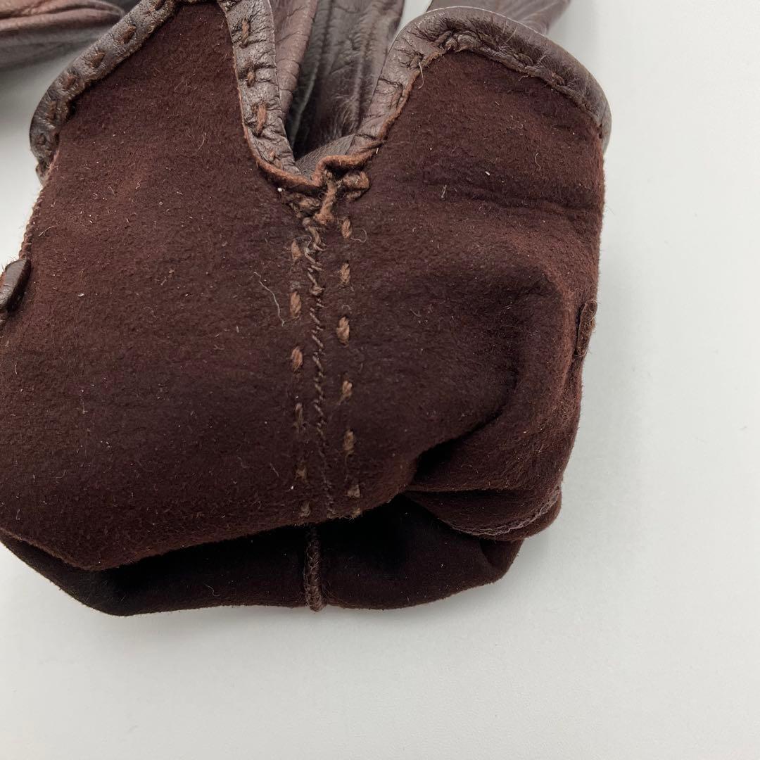 GUCCI グッチ 手袋 グローブ ホースビット レザー ブラウン