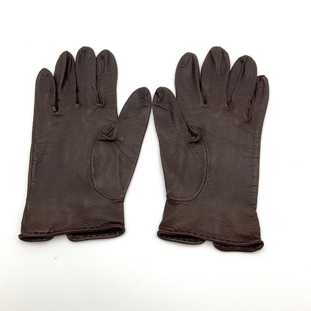 GUCCI グッチ 手袋 グローブ ホースビット レザー ブラウン