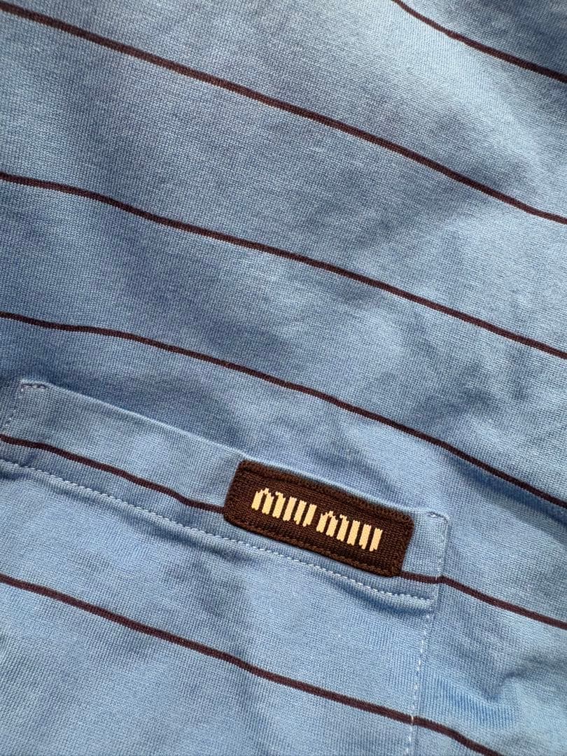 新年限定！！美品！miu miu ストライプ 半袖Tシャツ 青