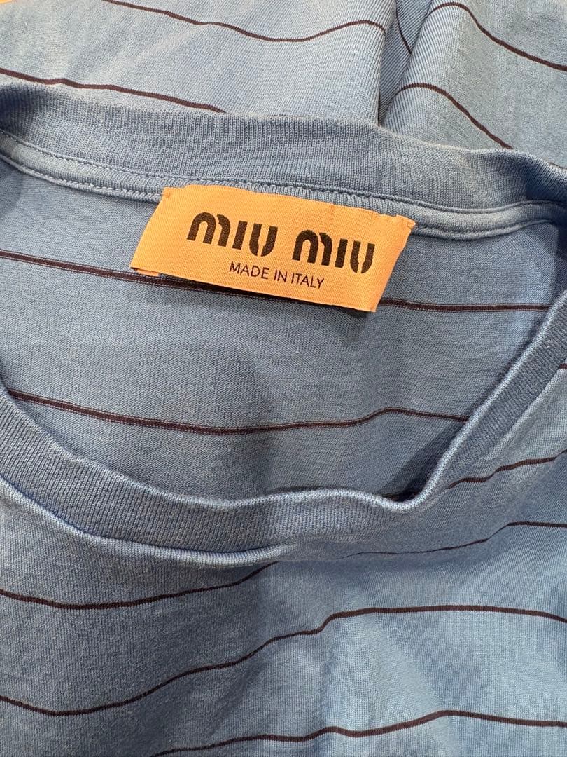 新年限定！！美品！miu miu ストライプ 半袖Tシャツ 青