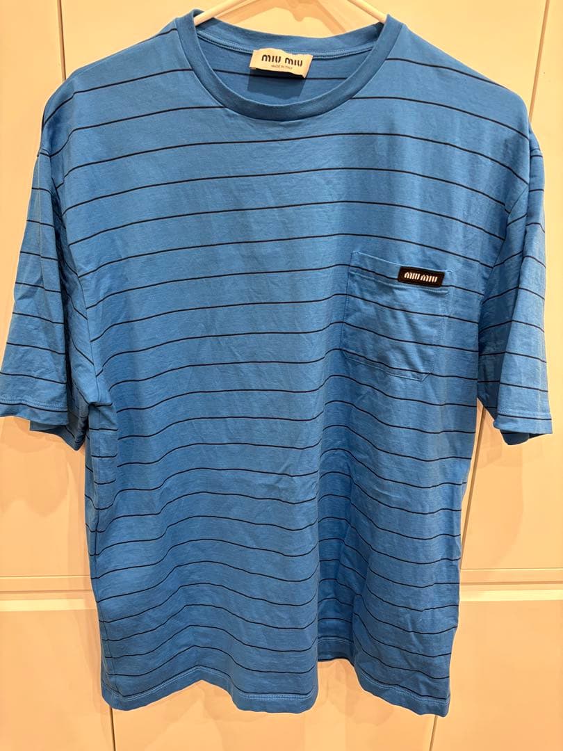 新年限定！！美品！miu miu ストライプ 半袖Tシャツ 青