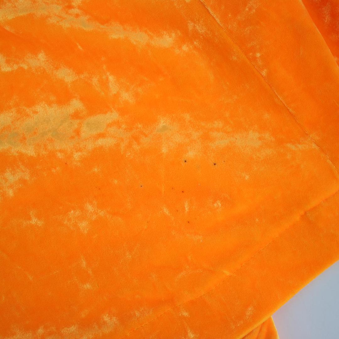 【フラダンス用衣装 ベロアドレス】光沢艶有り オレンジ オーガンジーフリル付き