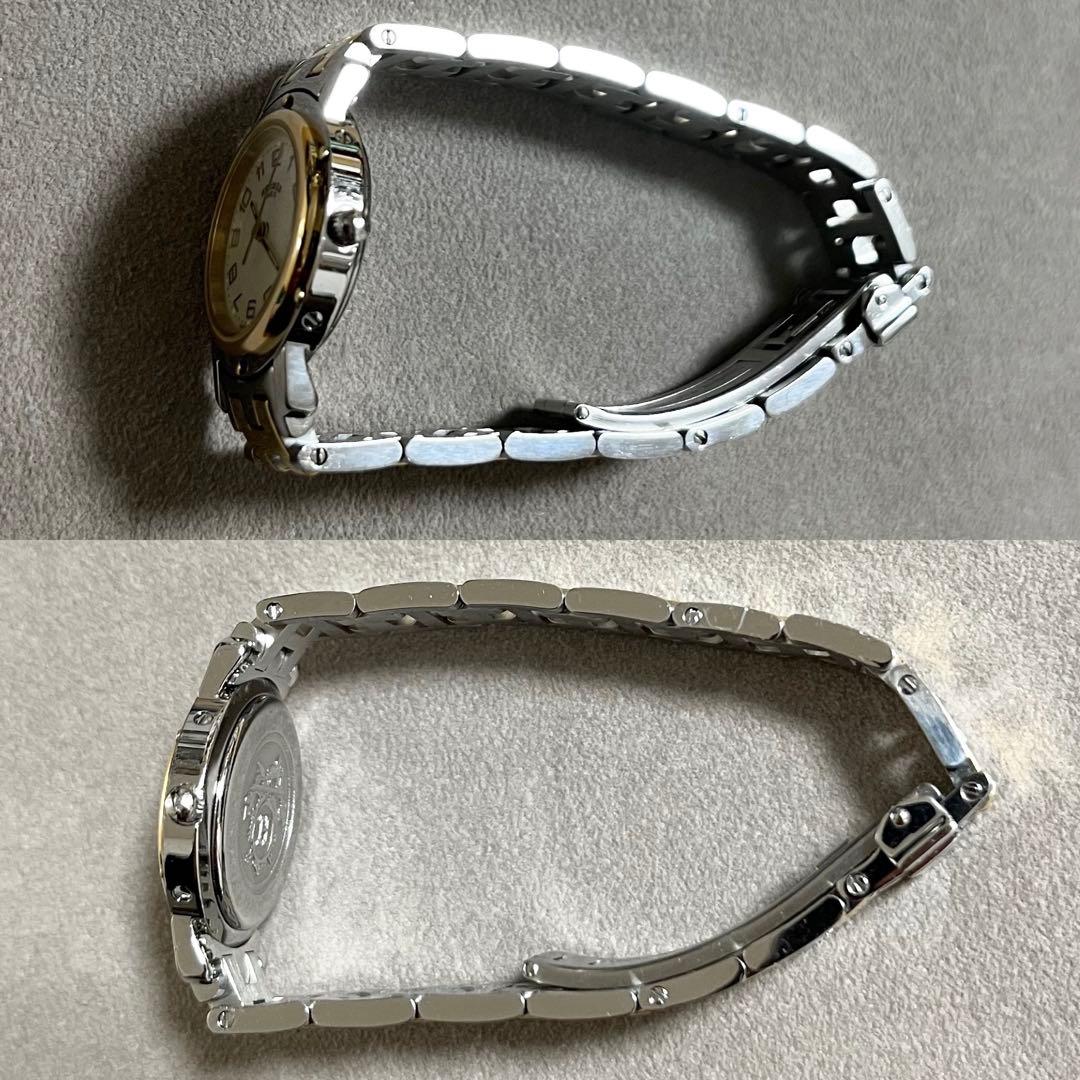 腕時計 エルメス クリッパー ナクレ 時計 シェル文字盤 ゴールド コンビ レア