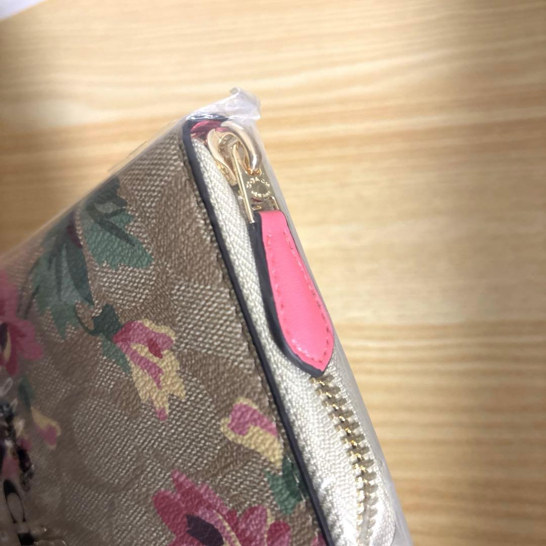 新品 COACH コーチ 財布 長財布 花柄 茶