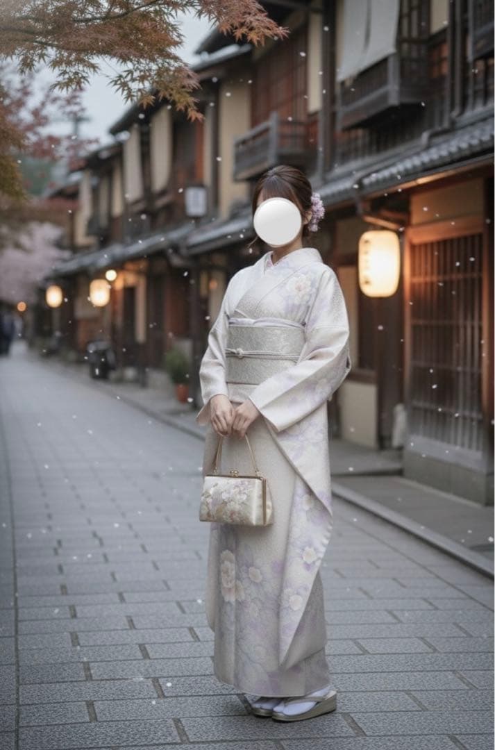 振袖セット　淡い　クリーム地　かわいい