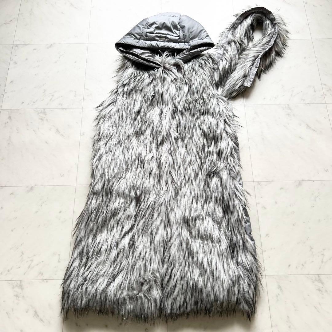 HERNO リゾート ラメファー ドッキング ダウンベスト フーデット