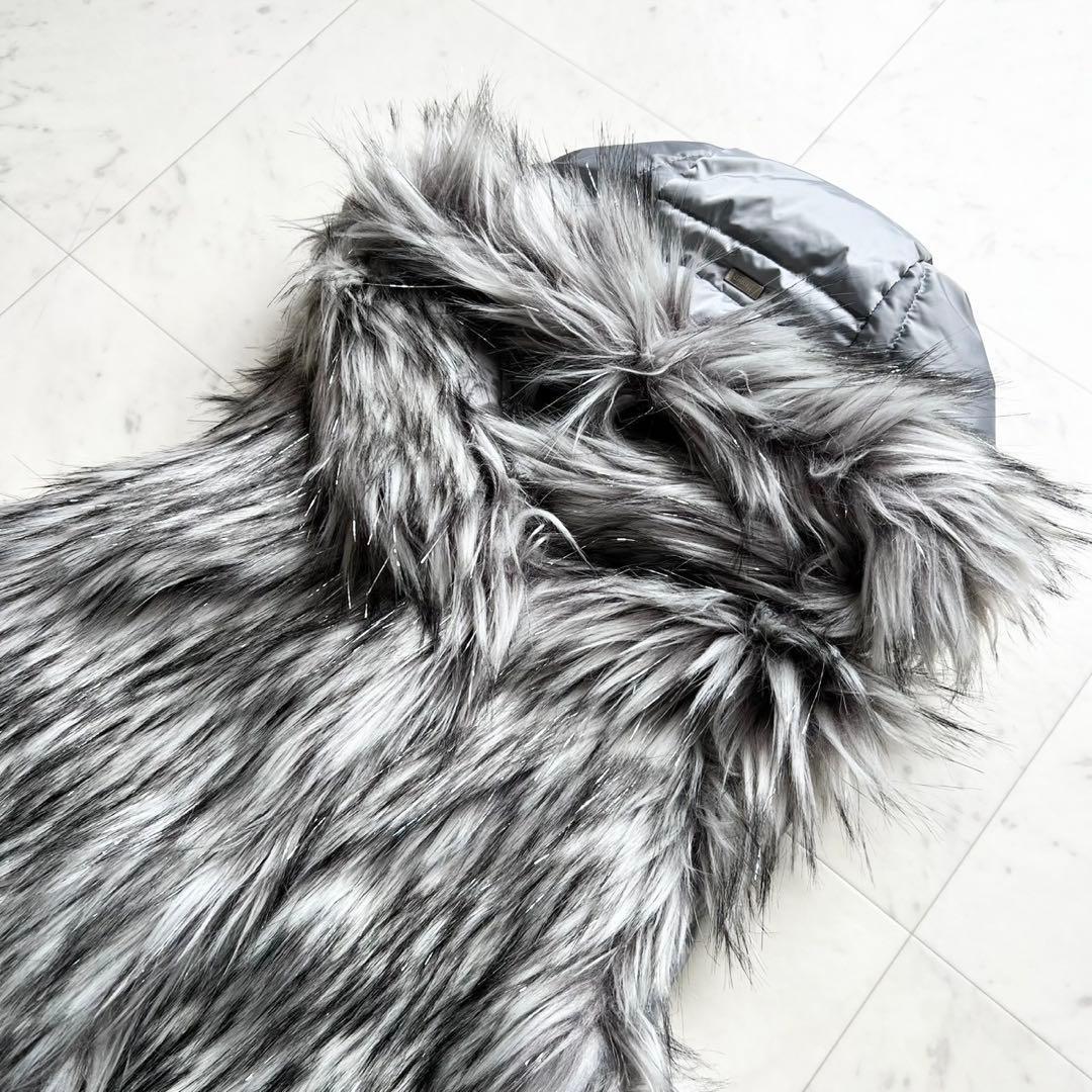 HERNO リゾート ラメファー ドッキング ダウンベスト フーデット