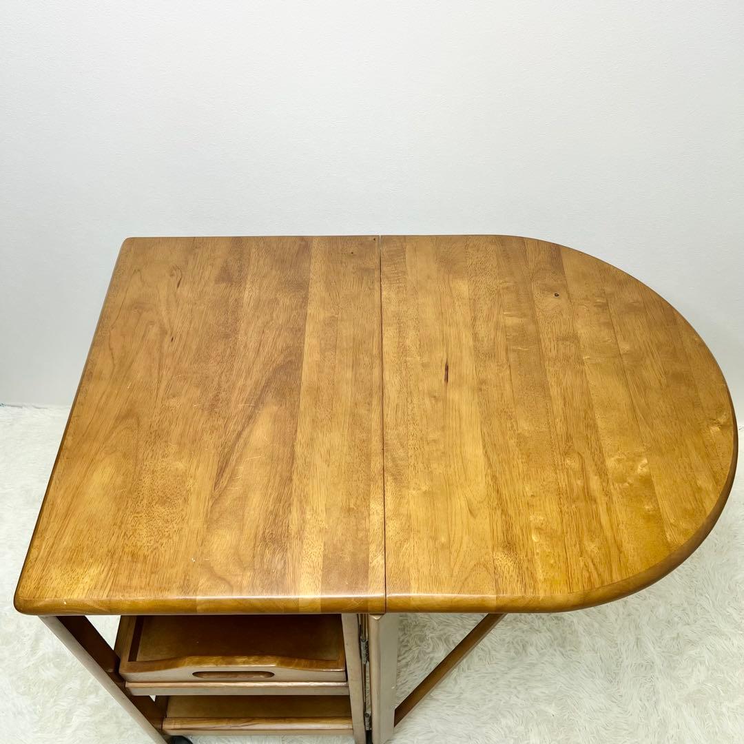 キッチンワゴン バタフライ キャスター付き サイドテーブル 折りたたみ 棚 収納