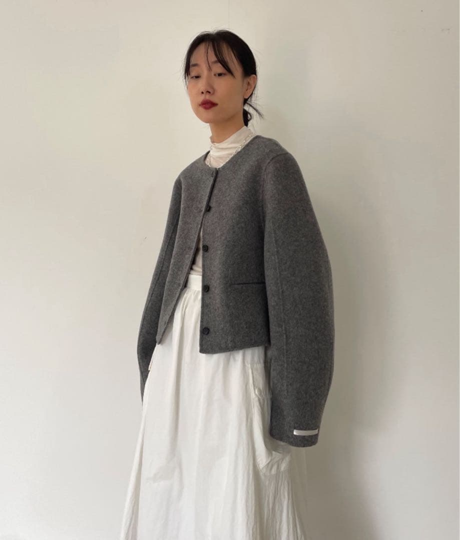 即購入◎ Didot.showroom ノーカラーウールジャケット コート