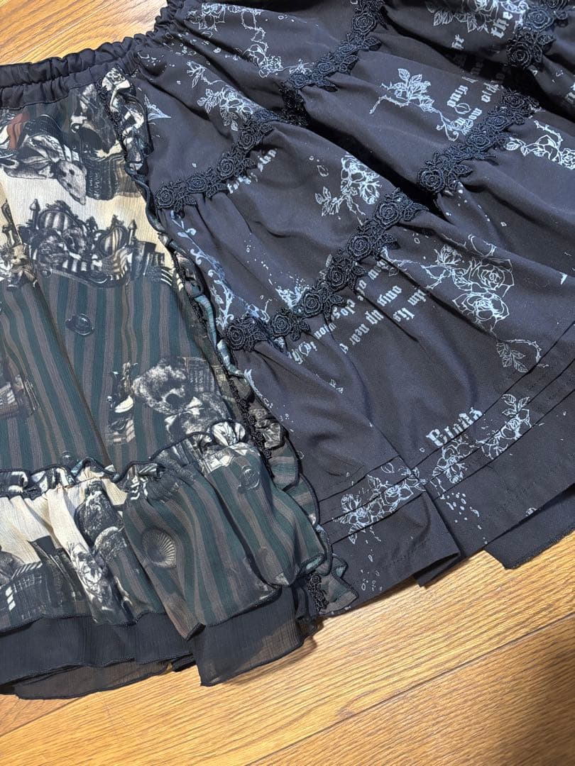 h.NAOTO FRILL テディベア柄スカート