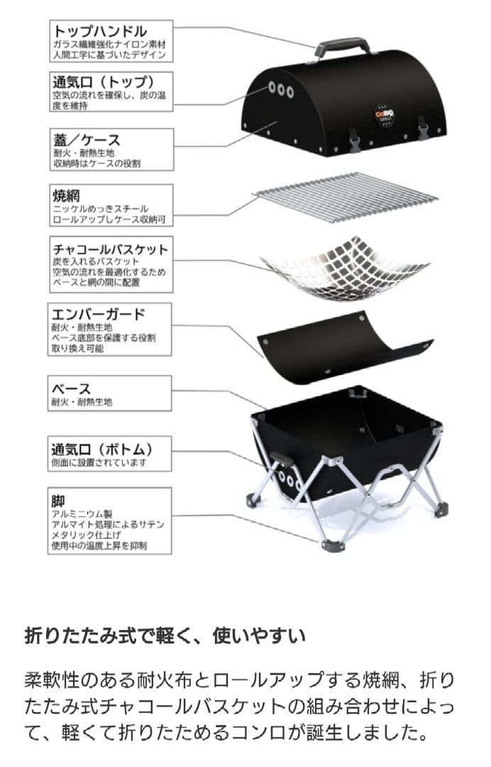GoBQ ゴービキュー 折りたたみ　ポータブルグリル BBQコンロ【新品未使用】
