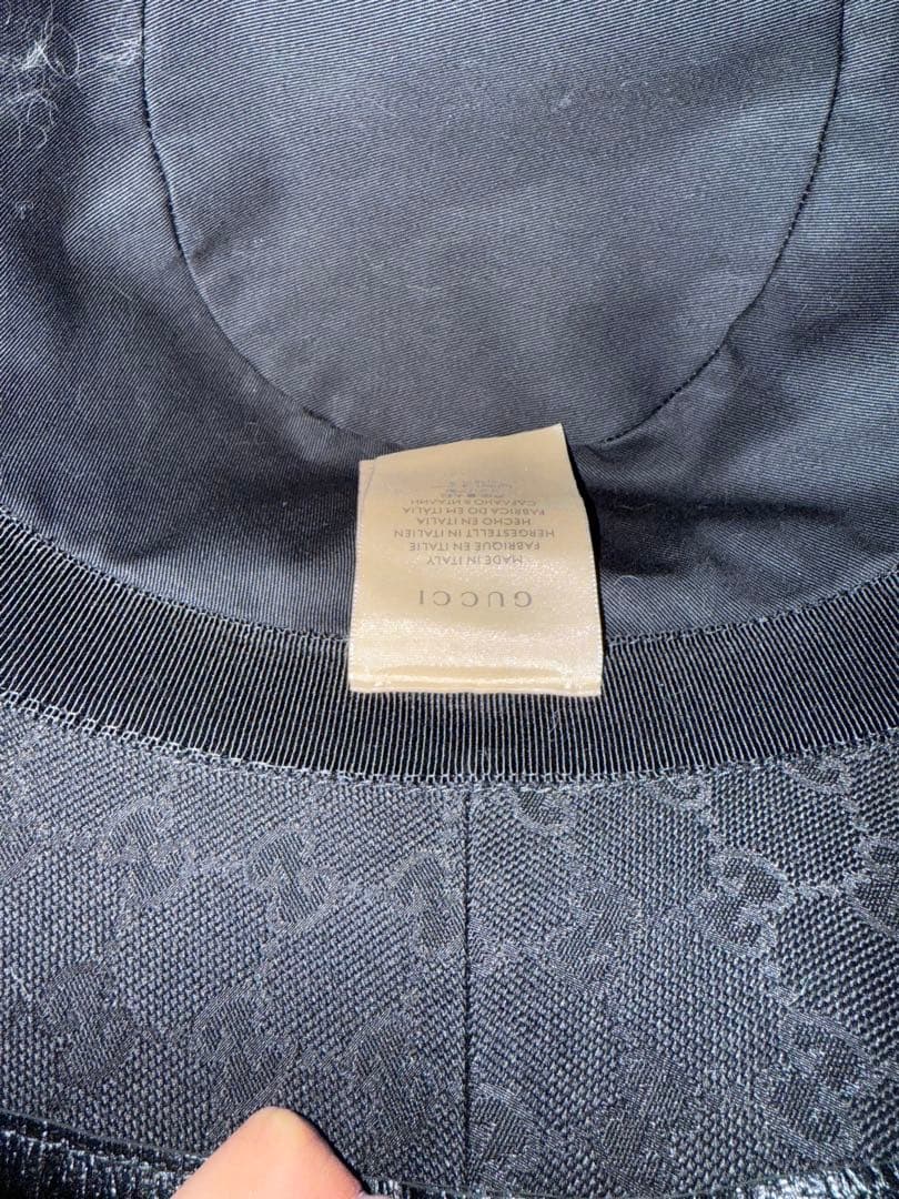 GUCCI グッチ バケットハット バケハ GG柄 ブラックゴールドロゴ 正規品