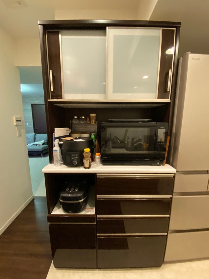 ニトリNITORI キッチンボード 100KB DBR ブラウン　食器棚