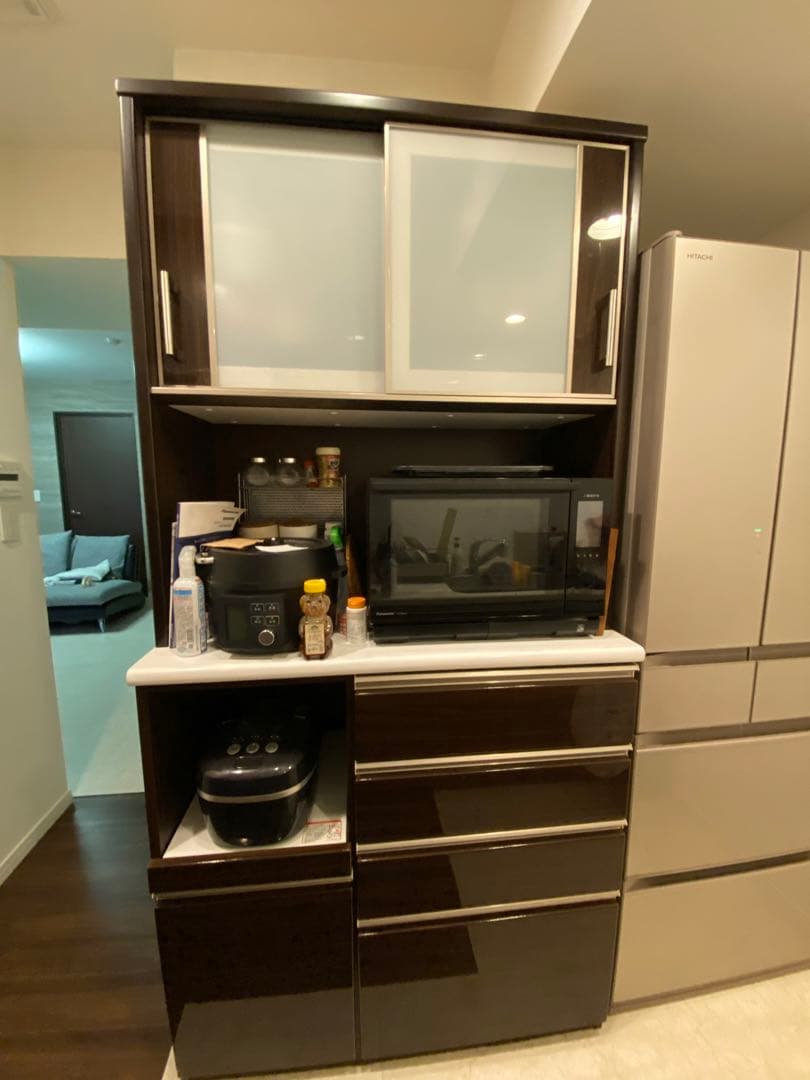 ニトリNITORI キッチンボード 100KB DBR ブラウン　食器棚