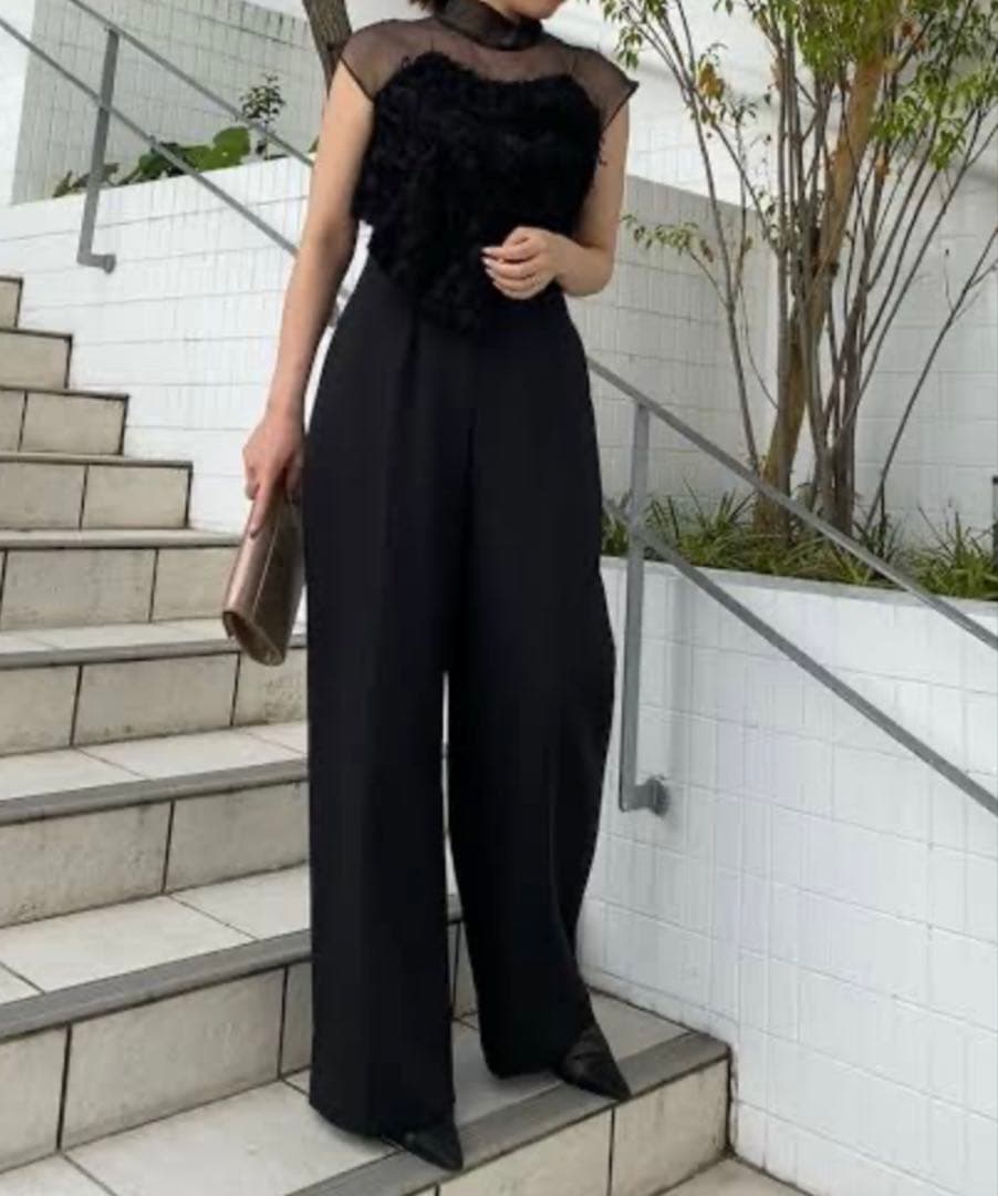 【美品】お呼ばれ　ラグナムーン　パンツドレス　ブラック　M