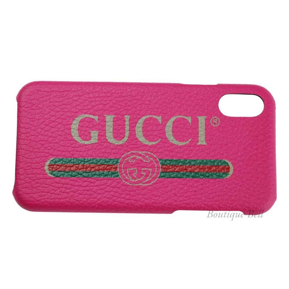 【グッチ】レザーヴィンテージロゴ iPhoneX iPhoneXSケース PK