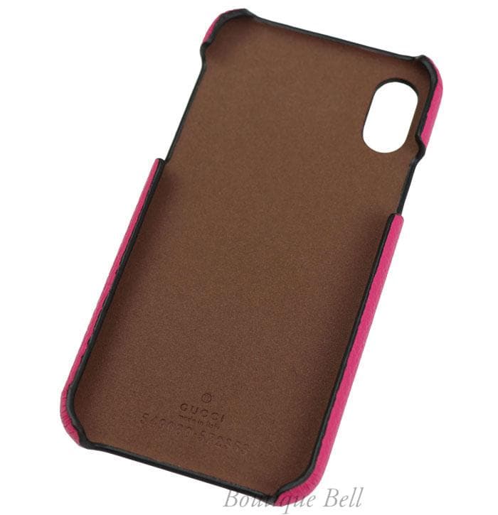 【グッチ】レザーヴィンテージロゴ iPhoneX iPhoneXSケース PK