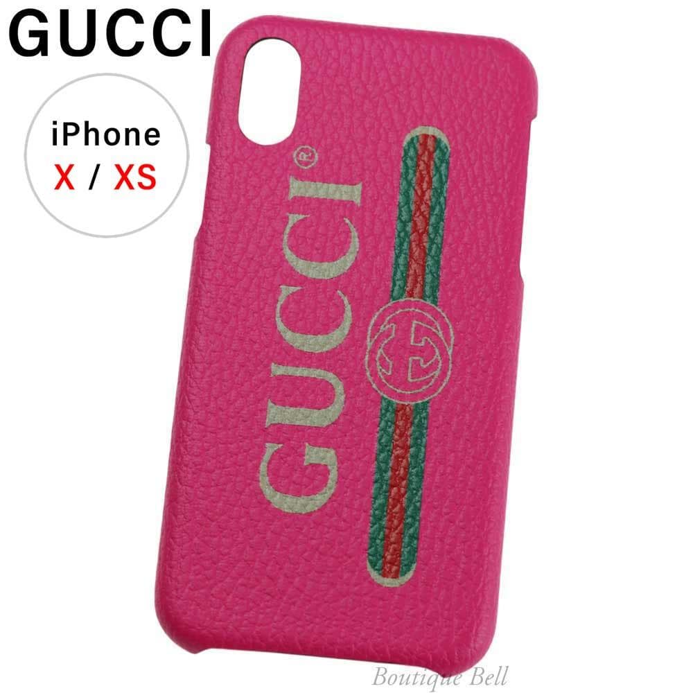 【グッチ】レザーヴィンテージロゴ iPhoneX iPhoneXSケース PK
