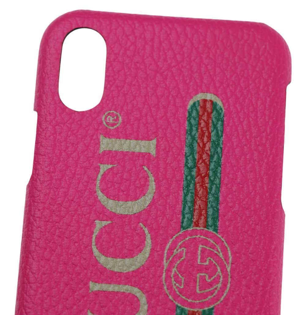 【グッチ】レザーヴィンテージロゴ iPhoneX iPhoneXSケース PK