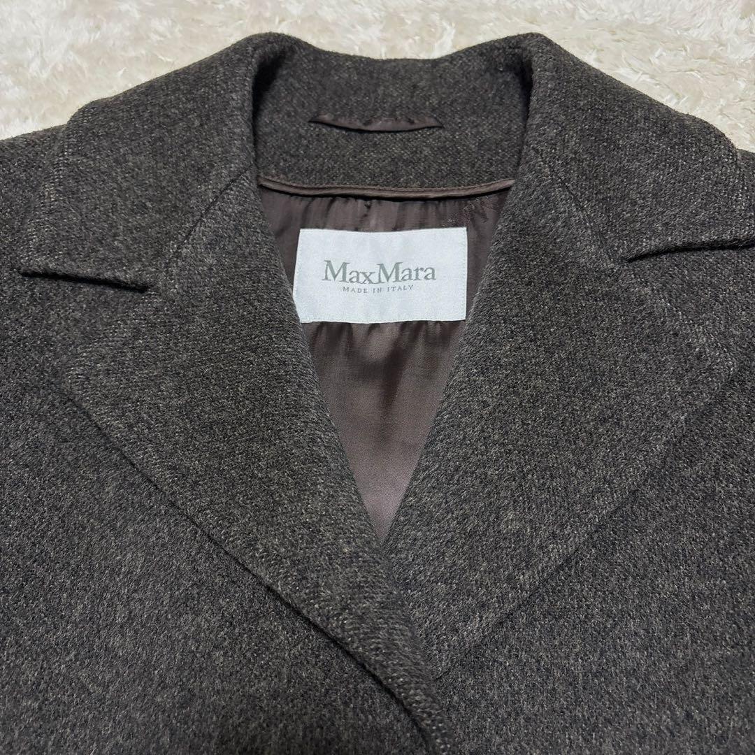 美品 MaxMara 白タグ アンゴラ混キャメルショートコート ブラウン 42