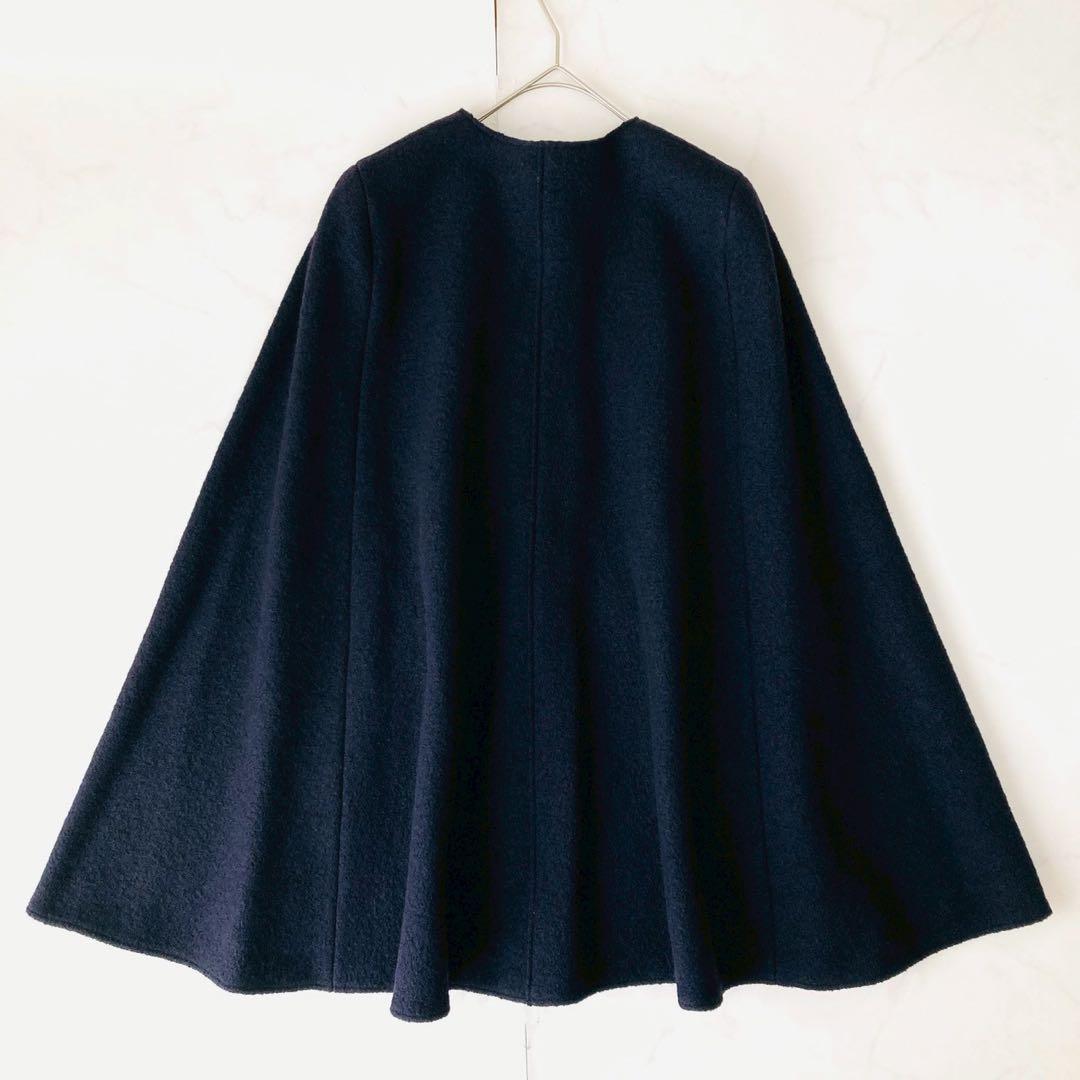 現行✨マックスマーラ　リバーポンチョ　ケープコート　イタリア製　ネイビー　S