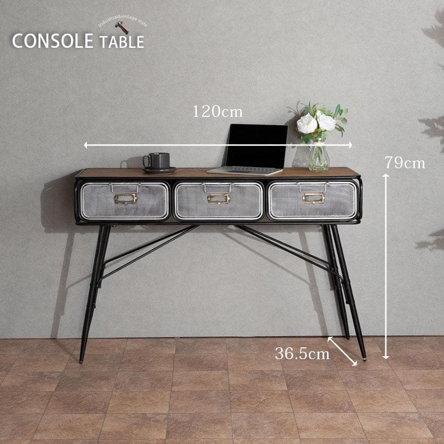 男前インテリア サイドテーブル テーブル コンソール デスク ヴィンテージ