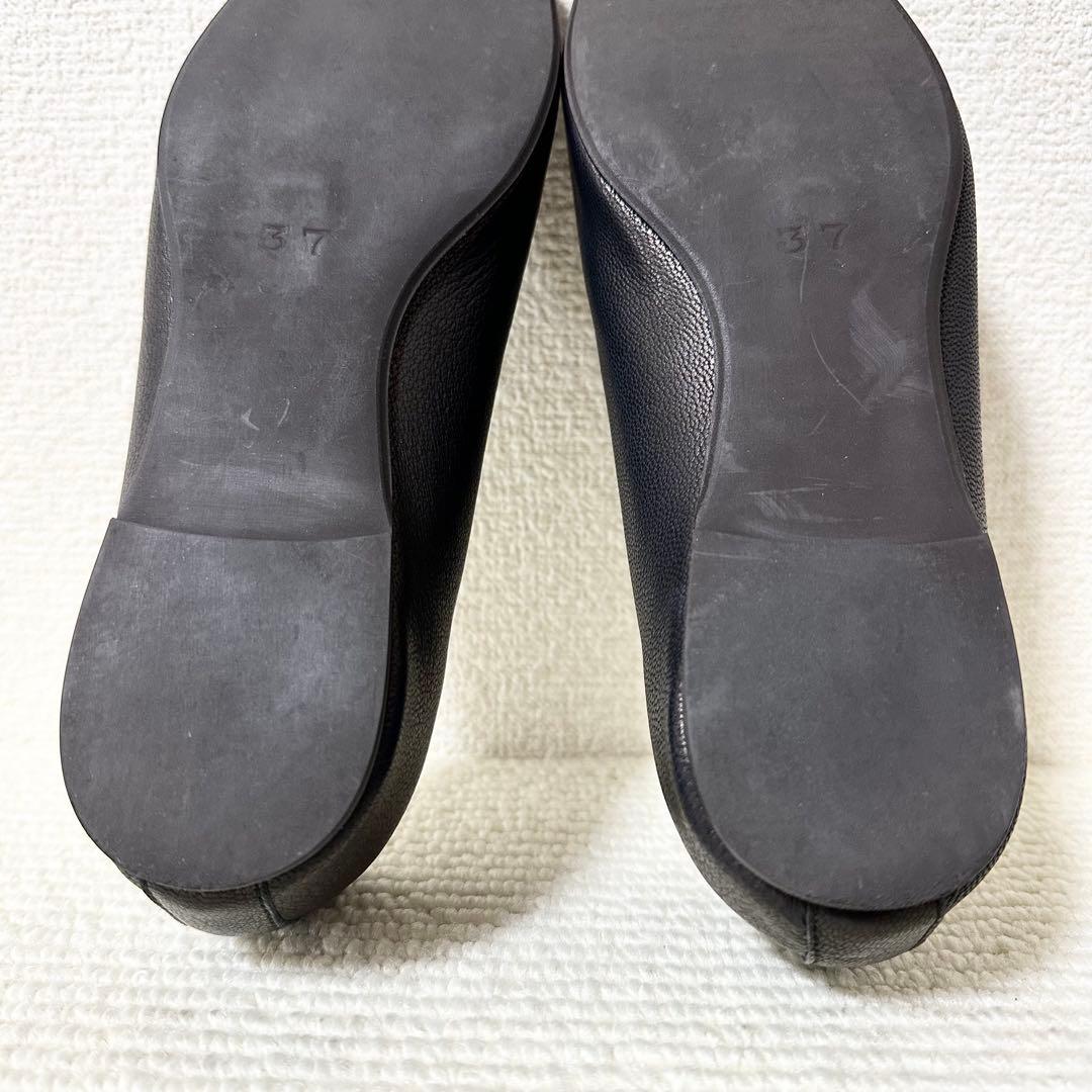 VIEILLE Cinqヴィエイユ サンク フラットシューズ 37 黒 レザー