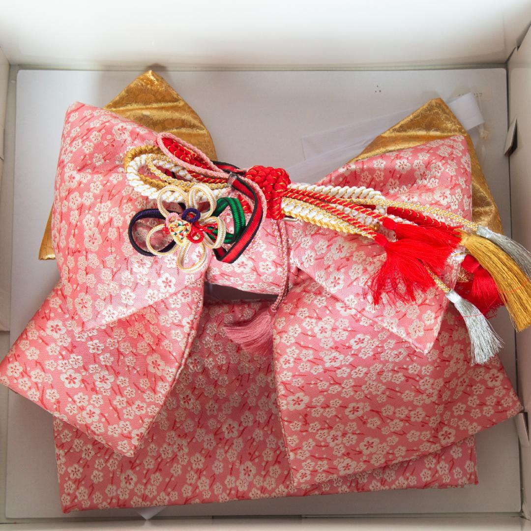 七五三　帯　7歳　結び帯　桃色梅