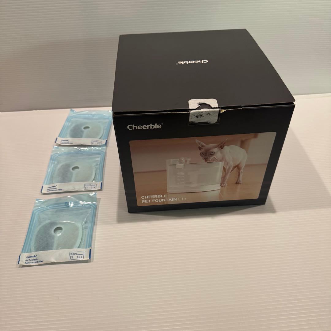 【新品•未使用】Cheerble猫自動給水器 ポンプレス＋正規品フィルター4枚付