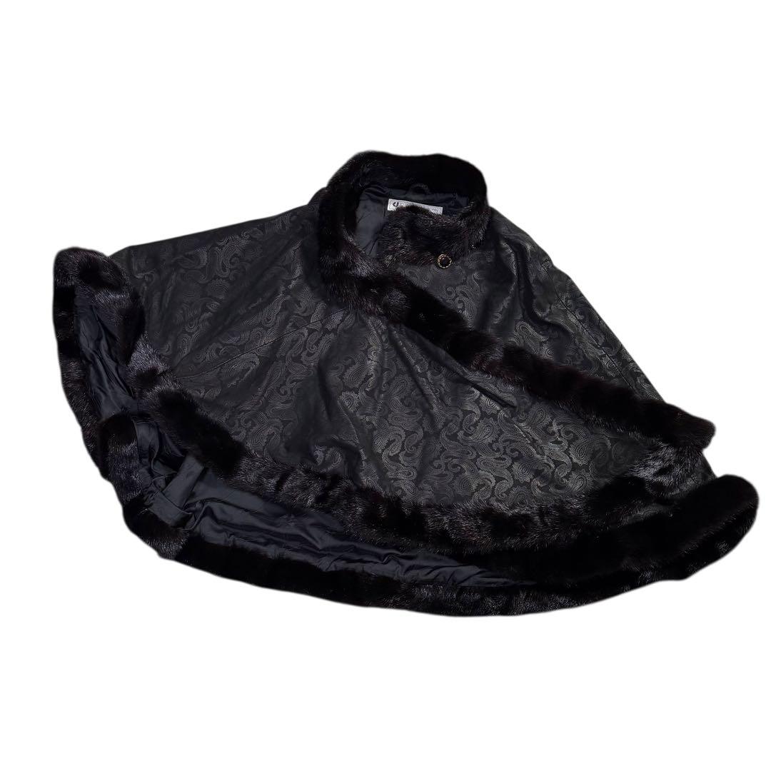 裾回り312cm✨ CHARLES JOURDAN レザー ミンク ケープ 38