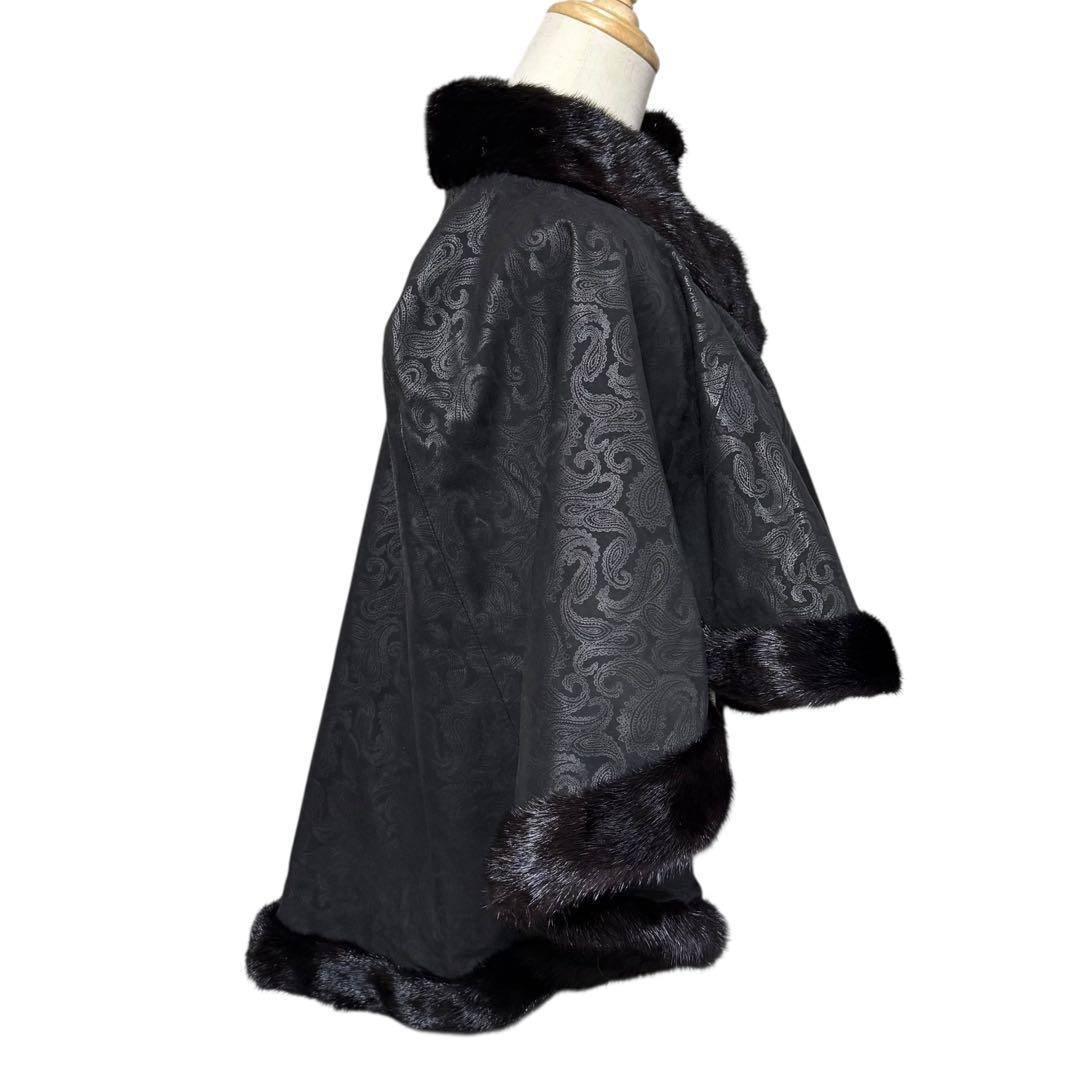裾回り312cm✨ CHARLES JOURDAN レザー ミンク ケープ 38