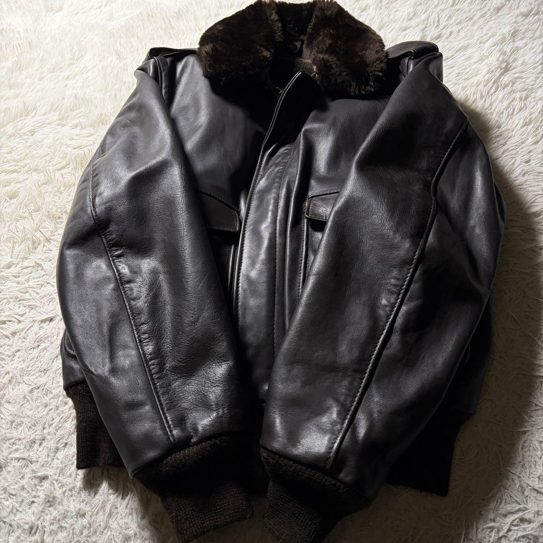 【米国製】schott フライトジャケット　 G-1 本革　　焦茶　襟ボア　40