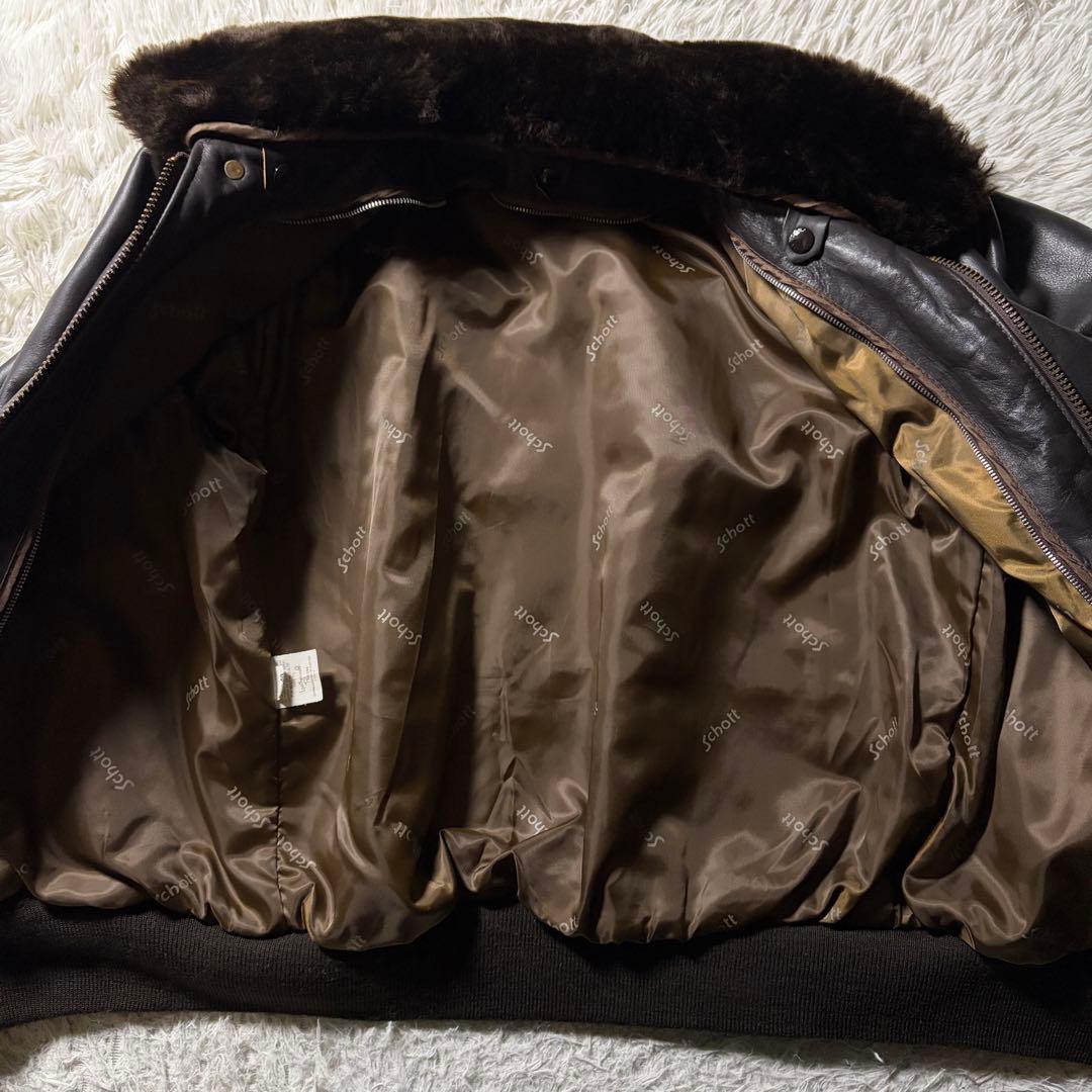 【米国製】schott フライトジャケット　 G-1 本革　　焦茶　襟ボア　40