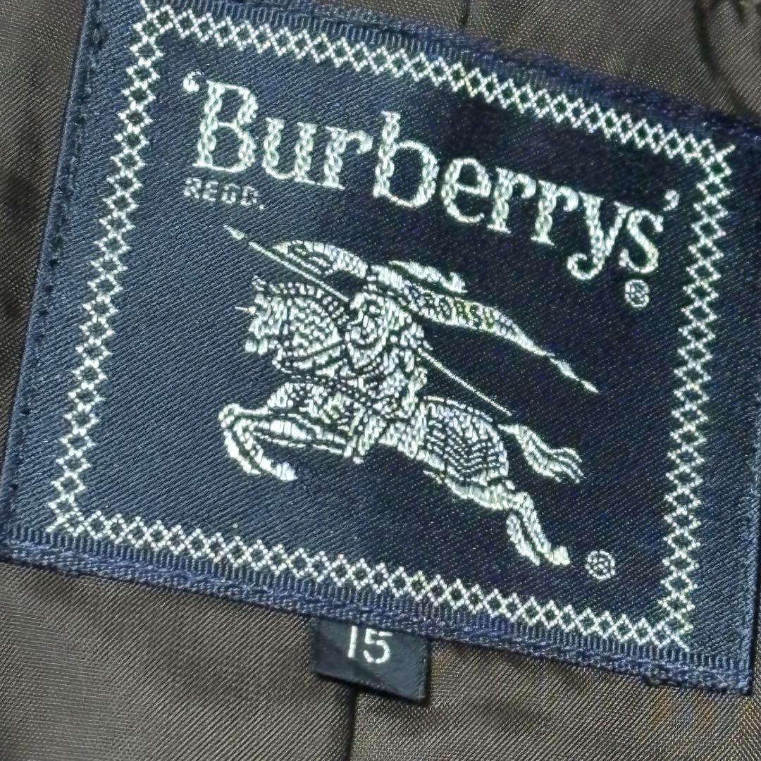美品 Burberry ノーカラージャケット ロゴボタン 15号 大きいサイズ