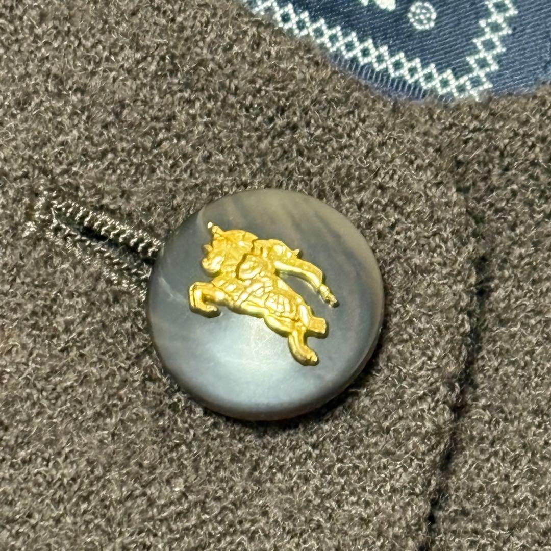 美品 Burberry ノーカラージャケット ロゴボタン 15号 大きいサイズ