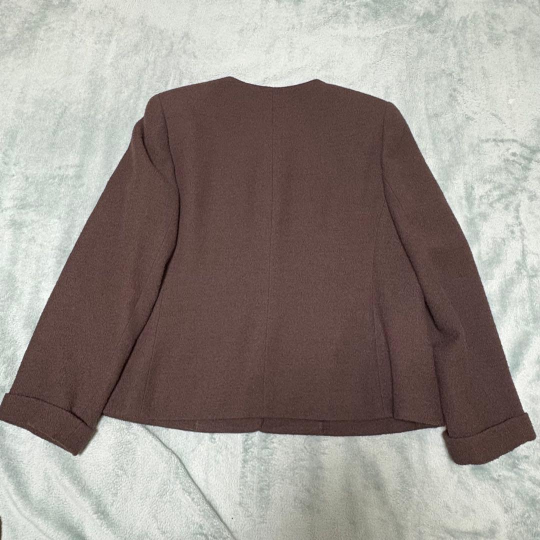 美品 Burberry ノーカラージャケット ロゴボタン 15号 大きいサイズ