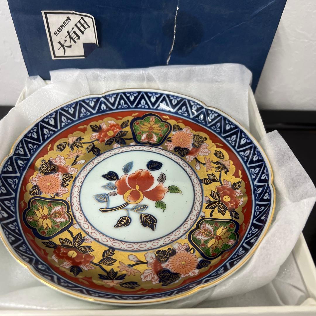 有田焼　日肥　其泉作　昭和年製　極錦金彩古伊万里　和皿揃　皿5枚 共箱付